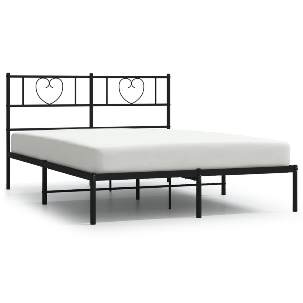 Bedframe Metaal 120 x 190 cm Zwart met hoofdbord