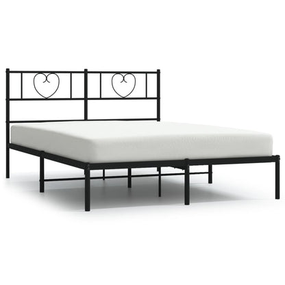 Bedframe Metaal 120 x 190 cm Zwart met hoofdbord