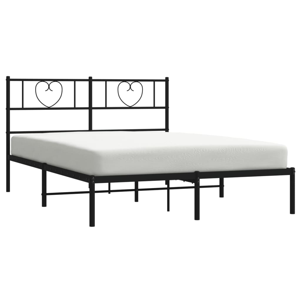 Bedframe Metaal 120 x 190 cm Zwart met hoofdbord