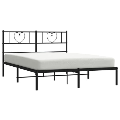 Bedframe Metaal 120 x 190 cm Zwart met hoofdbord