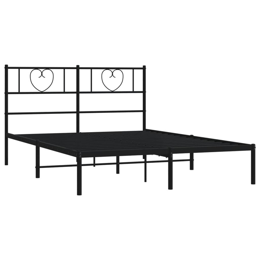 Bedframe Metaal 120 x 190 cm Zwart met hoofdbord