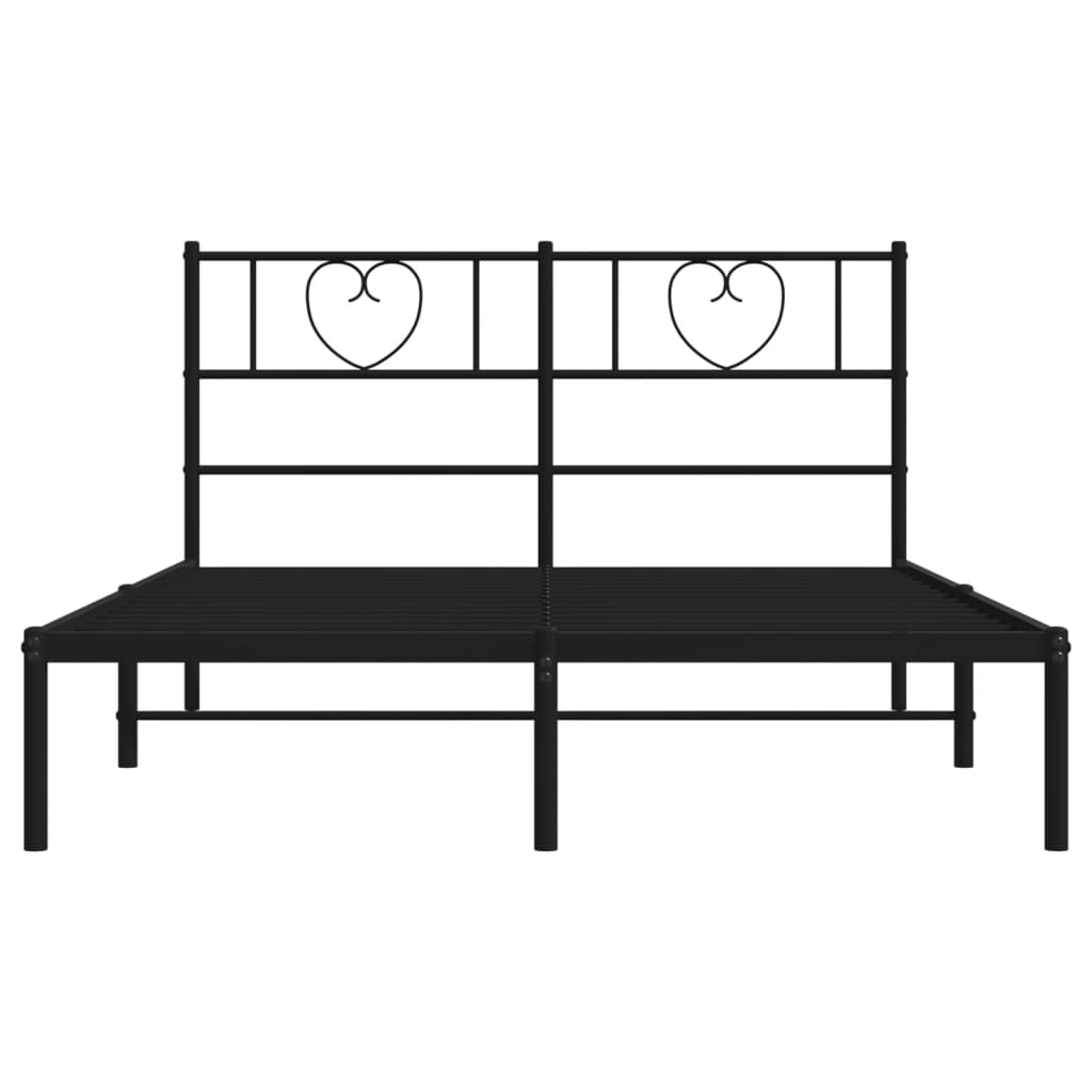 Bedframe Metaal 120 x 190 cm Zwart met hoofdbord