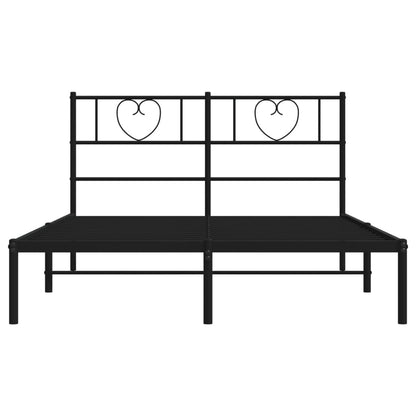 Bedframe Metaal 120 x 190 cm Zwart met hoofdbord