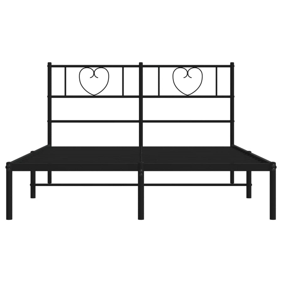 Bedframe Metaal 120 x 190 cm Zwart met hoofdbord