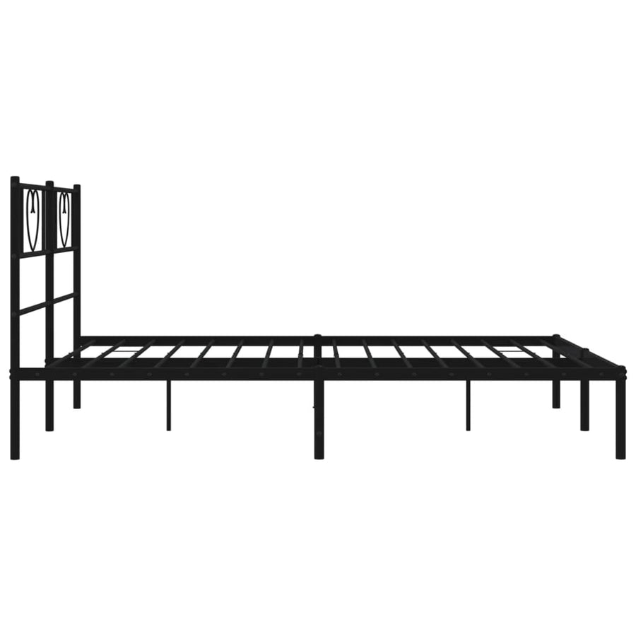 Bedframe Metaal 120 x 190 cm Zwart met hoofdbord