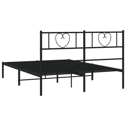 Bedframe Metaal 120 x 190 cm Zwart met hoofdbord