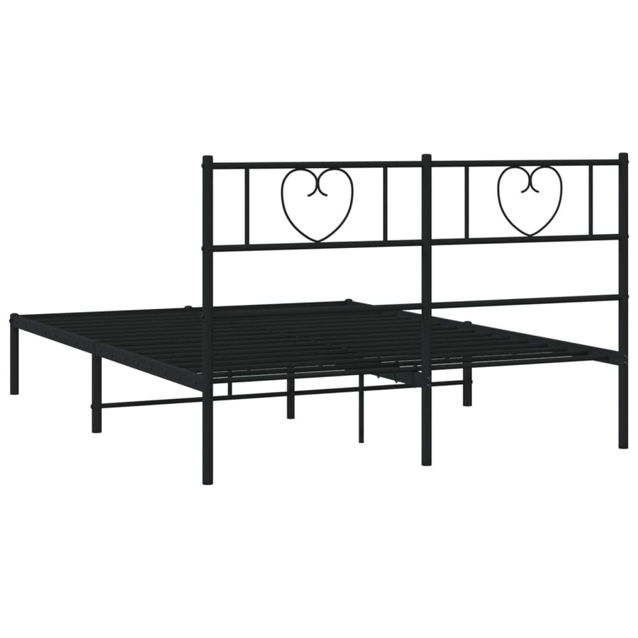 Bedframe Metaal 120 x 190 cm Zwart met hoofdbord