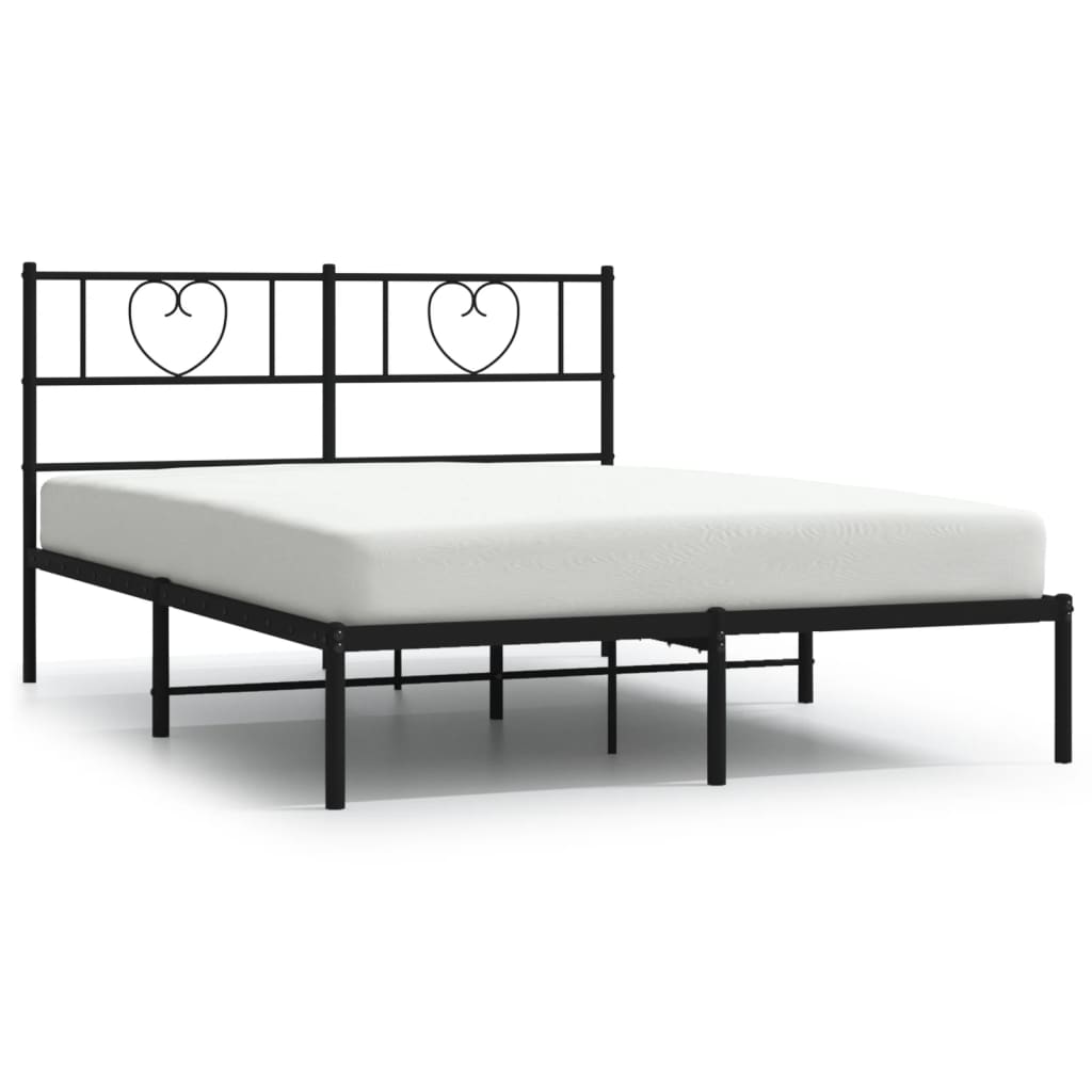 Bedframe Metaal 120 x 200 cm Zwart met hoofdbord