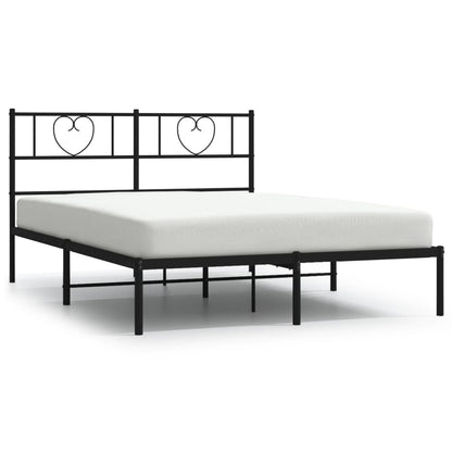 Bedframe Metaal 120 x 200 cm Zwart met hoofdbord