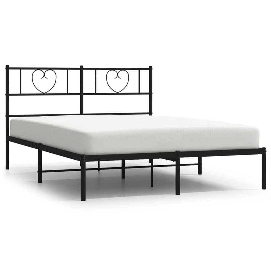 Bedframe Metaal 120 x 200 cm Zwart met hoofdbord