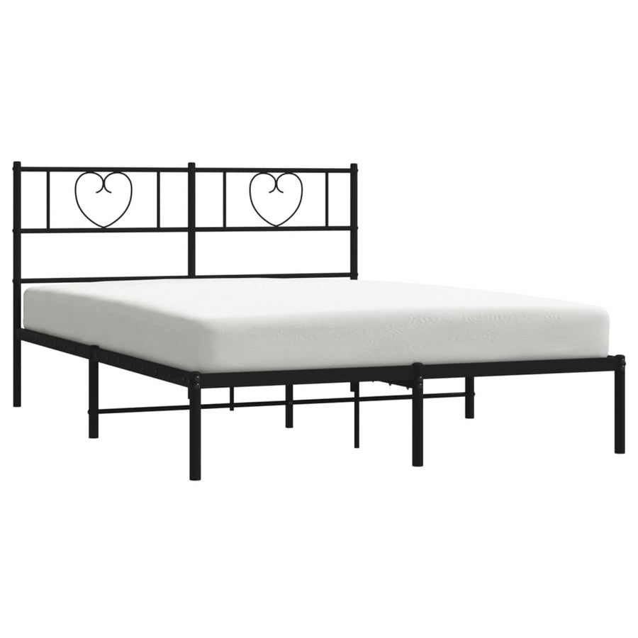Bedframe Metaal 120 x 200 cm Zwart met hoofdbord