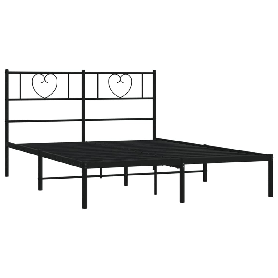 Bedframe Metaal 120 x 200 cm Zwart met hoofdbord