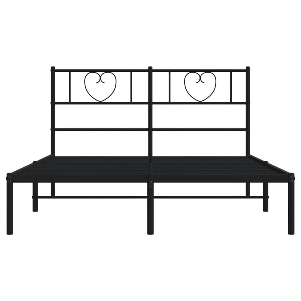 Bedframe Metaal 120 x 200 cm Zwart met hoofdbord