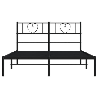 Bedframe Metaal 120 x 200 cm Zwart met hoofdbord