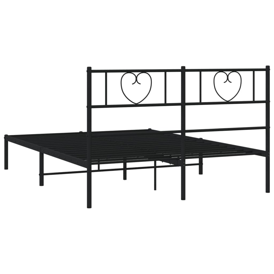 Bedframe Metaal 120 x 200 cm Zwart met hoofdbord