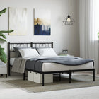 Bed frame with headboard metal black 120x200 cm