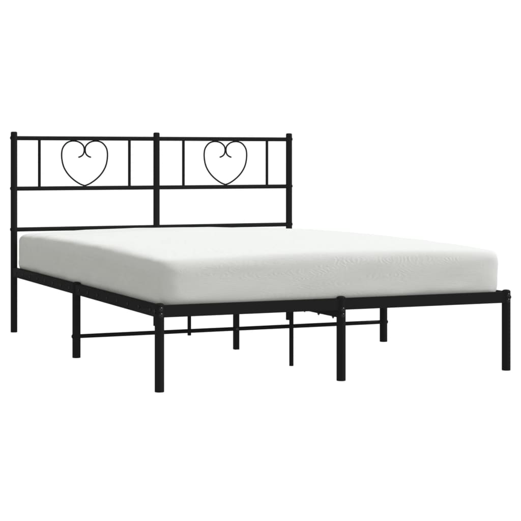 Bedframe Metaal 140 x 190 cm Zwart met hoofdbord
