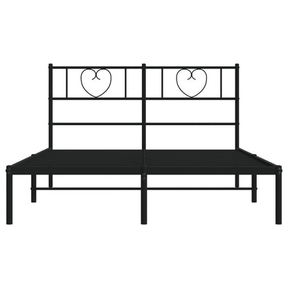 Bedframe Metaal 140 x 190 cm Zwart met hoofdbord