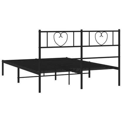 Bedframe Metaal 140 x 190 cm Zwart met hoofdbord