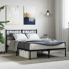 Black metal bed frame with headboard 140x190 cm
