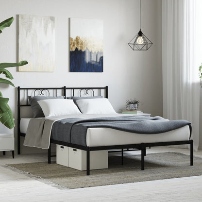 Bedframe Metaal 140 x 190 cm Zwart met hoofdbord