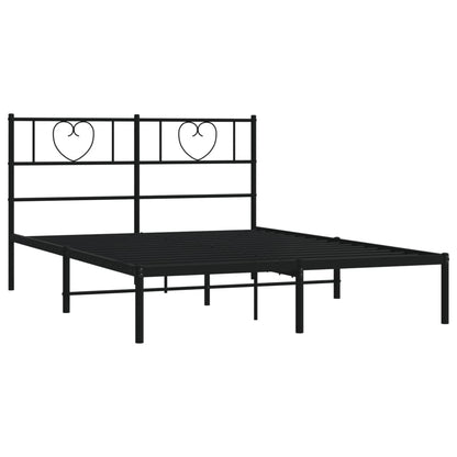 Bedframe Metaal 140 x 200 cm Zwart met hoofdbord
