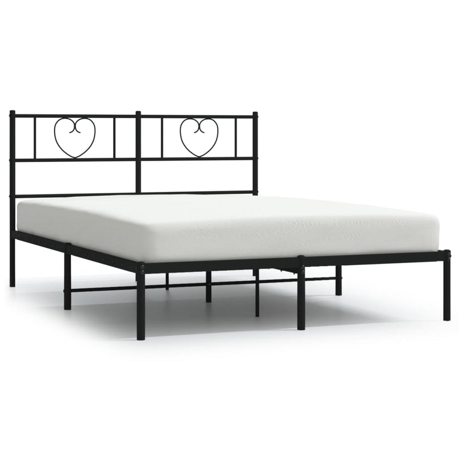 Bedframe Metaal 150 x 200 cm Zwart met hoofdbord