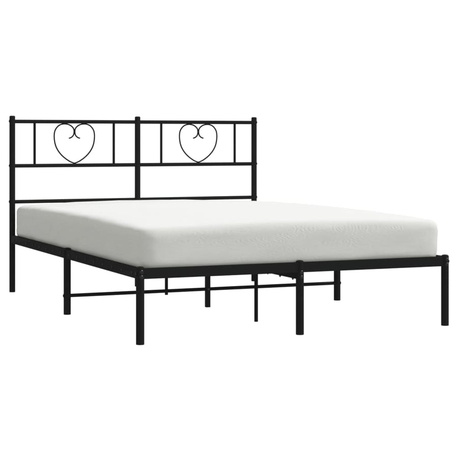 Bedframe Metaal 150 x 200 cm Zwart met hoofdbord