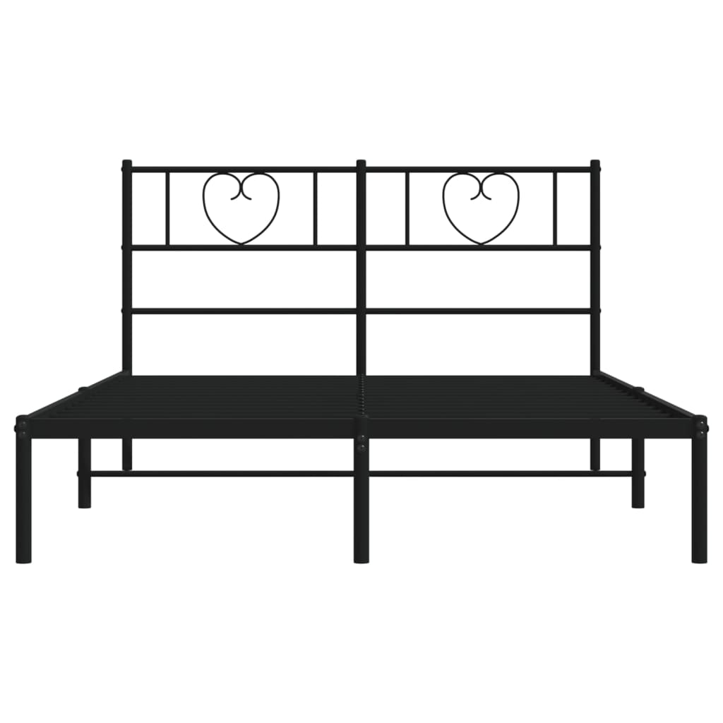 Bedframe Metaal 150 x 200 cm Zwart met hoofdbord