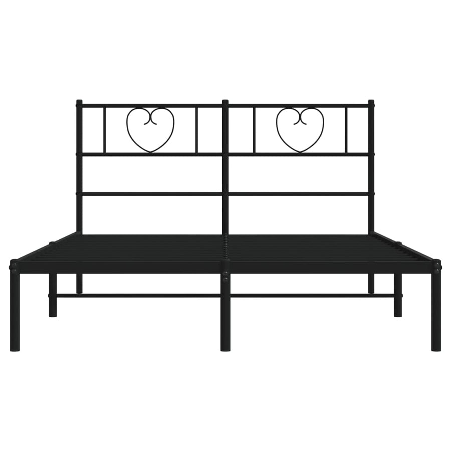 Bedframe Metaal 150 x 200 cm Zwart met hoofdbord