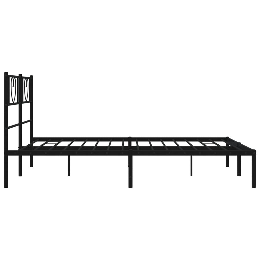 Bedframe Metaal 150 x 200 cm Zwart met hoofdbord
