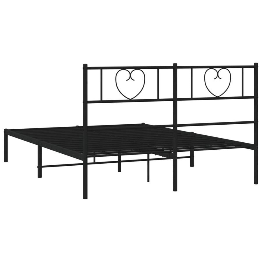 Bedframe Metaal 150 x 200 cm Zwart met hoofdbord