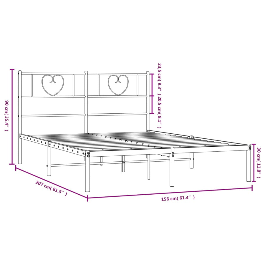 Bedframe Metaal 150 x 200 cm Zwart met hoofdbord
