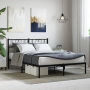 Bedframe metaal zwart 150x200 cm met hoofdbord