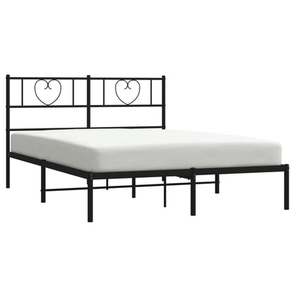 Bedframe Metaal 160 x 200 cm Zwart met hoofdbord