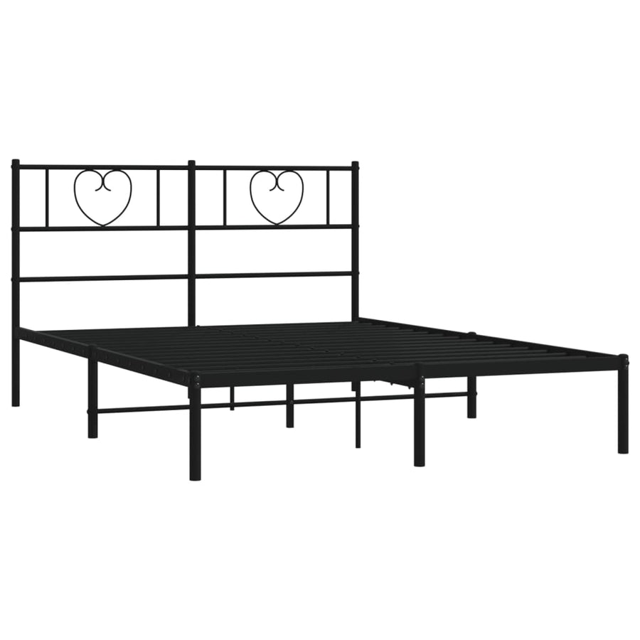 Bedframe Metaal 160 x 200 cm Zwart met hoofdbord