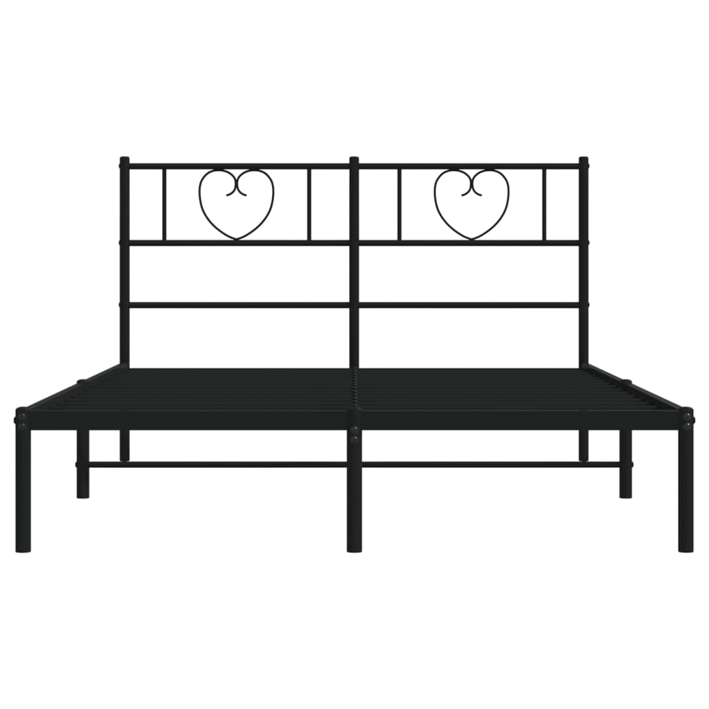 Bedframe Metaal 160 x 200 cm Zwart met hoofdbord