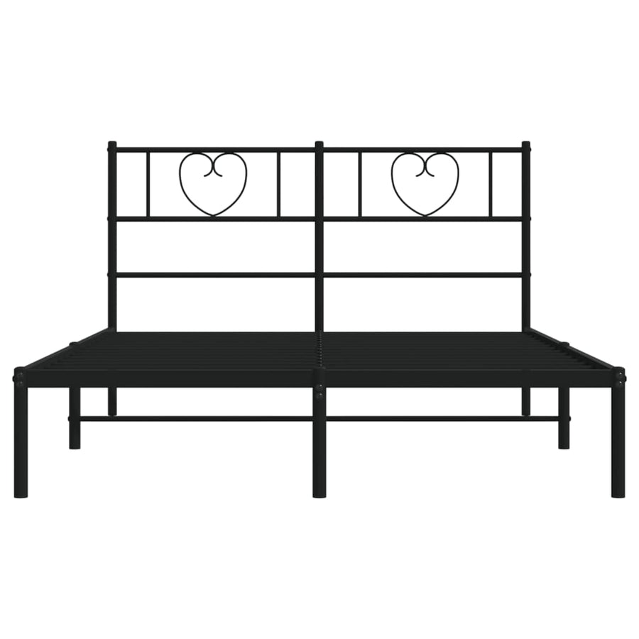 Bedframe Metaal 160 x 200 cm Zwart met hoofdbord