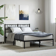 Bedframe metaal zwart 160x200 cm met hoofdbord