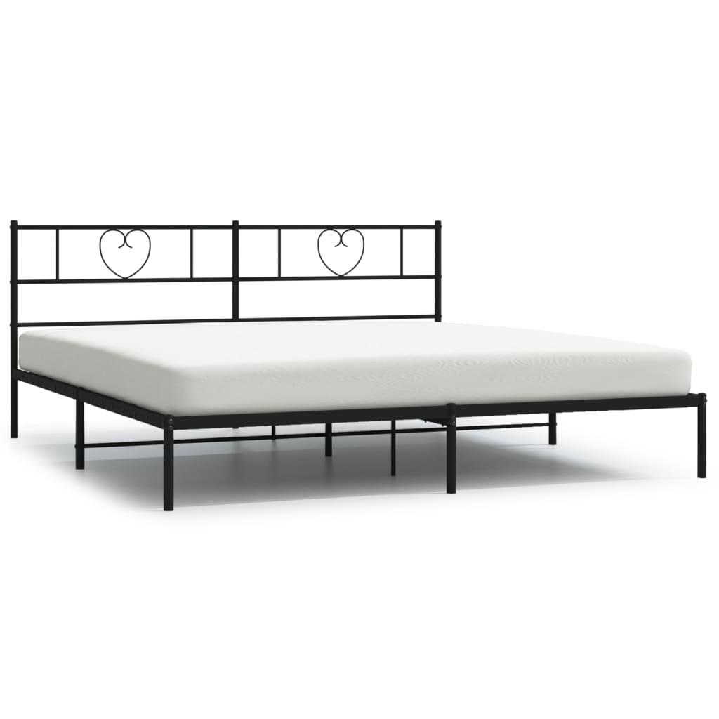 Bedframe Metaal 180 x 200 cm Zwart met hoofdbord