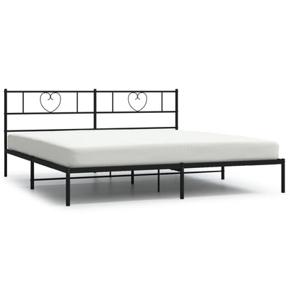 Bedframe Metaal 180 x 200 cm Zwart met hoofdbord