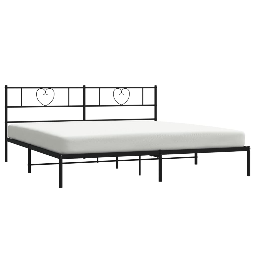 Bedframe Metaal 180 x 200 cm Zwart met hoofdbord