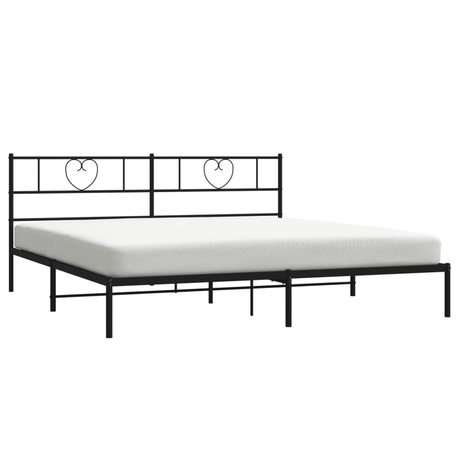 Bedframe Metaal 180 x 200 cm Zwart met hoofdbord