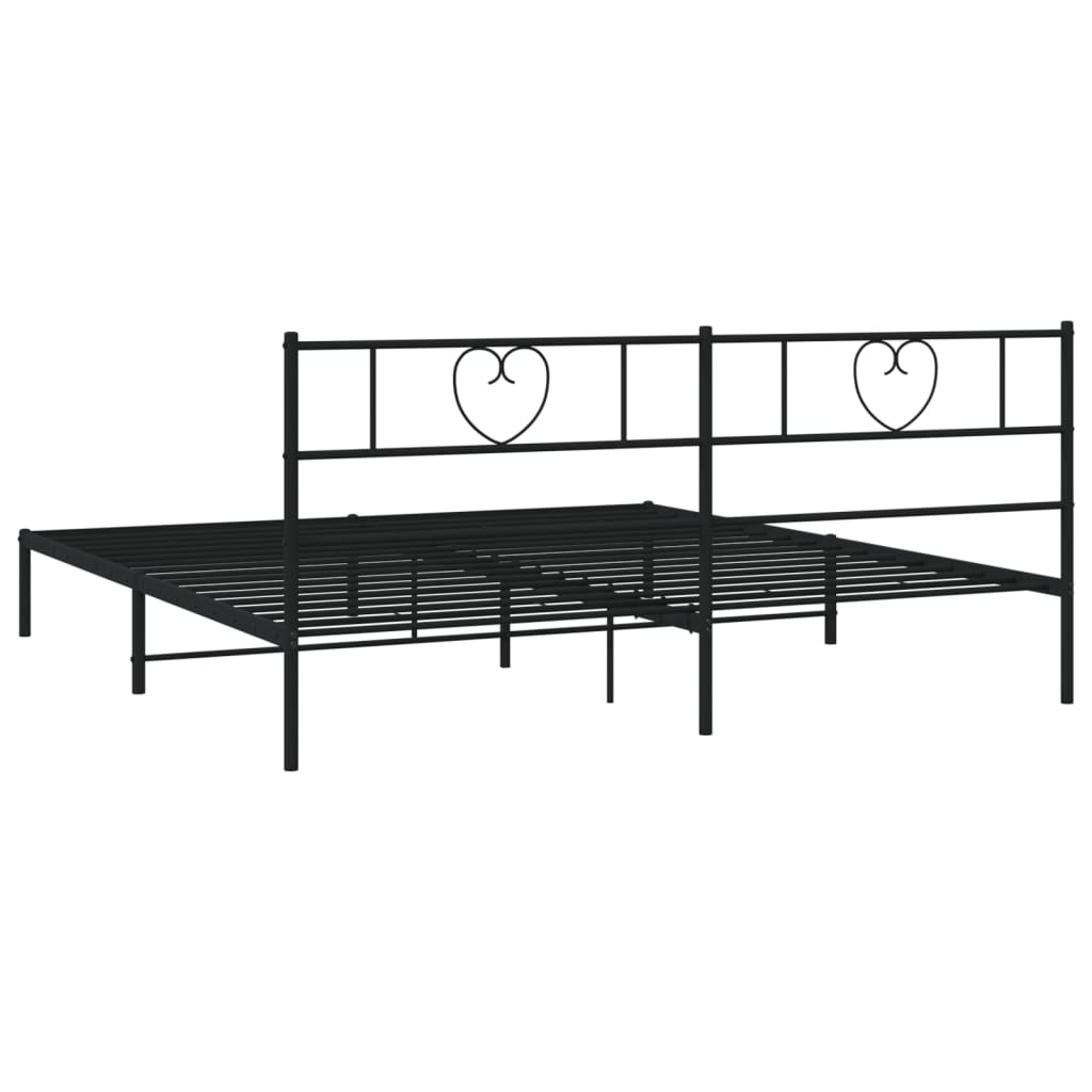 Bedframe Metaal 180 x 200 cm Zwart met hoofdbord