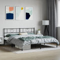 Bed frame with headboard metal black 180x200 cm