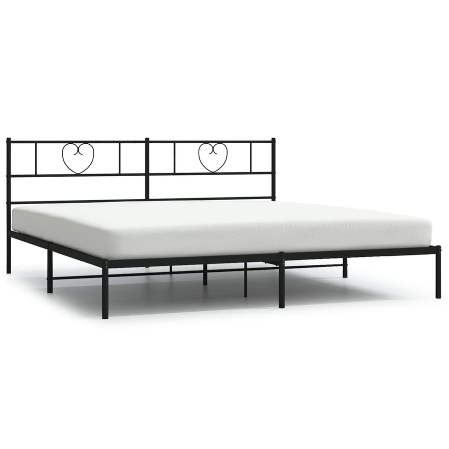 Bedframe Metaal 183 x 213 cm Zwart met hoofdbord