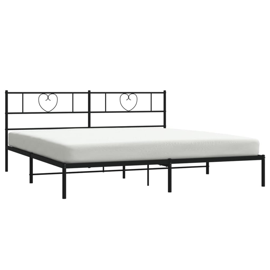 Bedframe Metaal 183 x 213 cm Zwart met hoofdbord