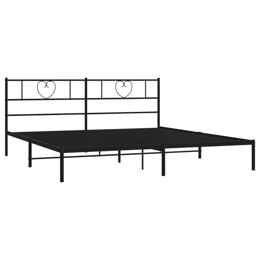 Bedframe Metaal 183 x 213 cm Zwart met hoofdbord