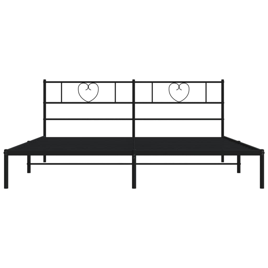 Bedframe Metaal 183 x 213 cm Zwart met hoofdbord