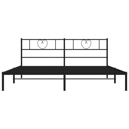 Bedframe Metaal 183 x 213 cm Zwart met hoofdbord